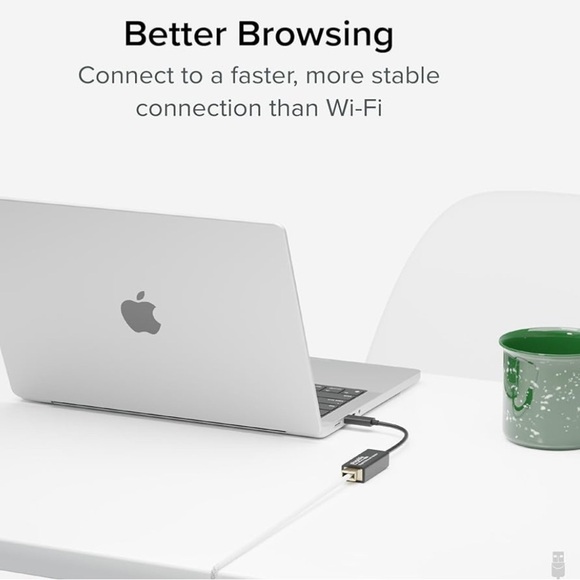 Plugable USB C to Ethernet Adapter, Fast and Reliable Thunderbolt - Picture 3 of 7